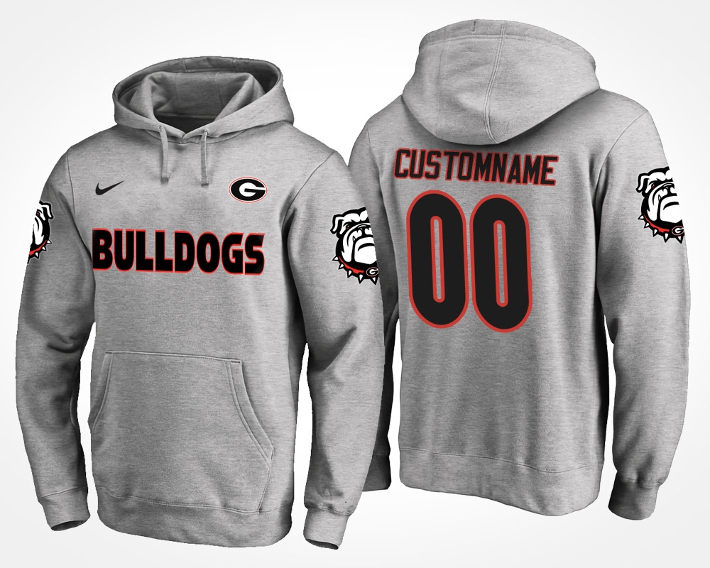 Georgia Bulldogs Men's NCAA Gray Team Logo Custom Name & Number College Football Hoodie GPR0749DV